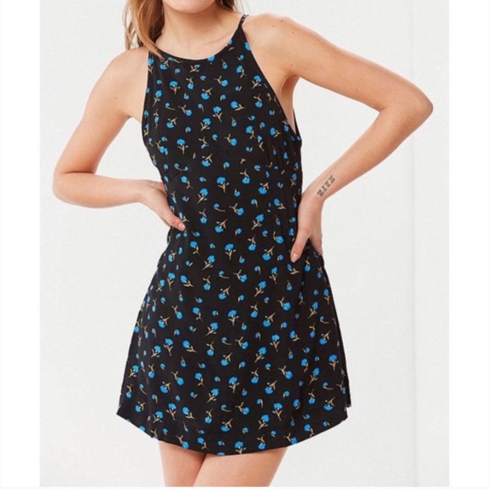UO Mabel High-Neck Empire Mini Dress